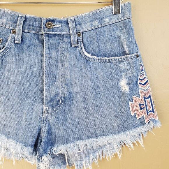 Carmar High Rise Distressed Cutoff Tribal Shorts - Picture 4 of 9